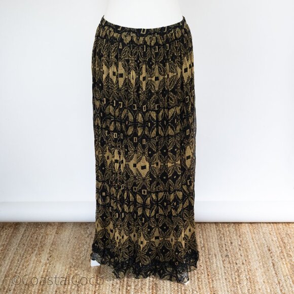 Badgley Mischka American Glamour Maxi Skirt M Crinkle Timeless Retro Holiday - Picture 2 of 8